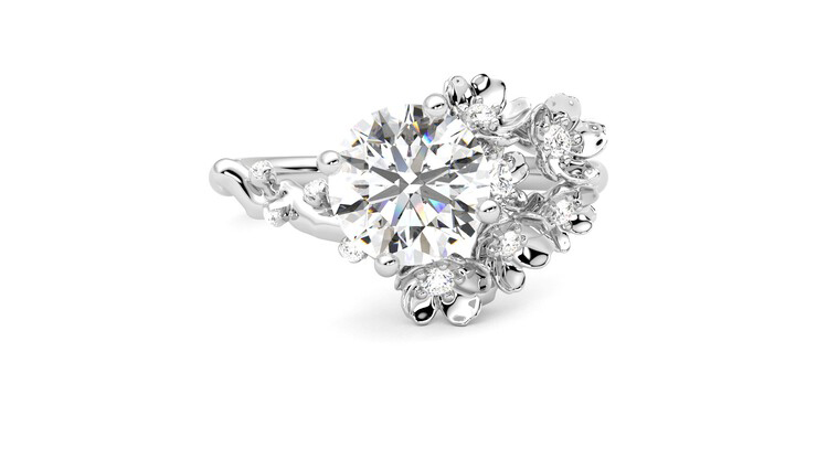Taylor & Hart Lunarose Round Engagement Ring 360 detail 01
