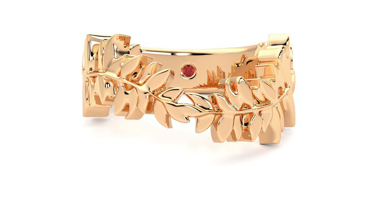 Taylor & Hart Bracken Rose Wedding Ring 360 detail 01