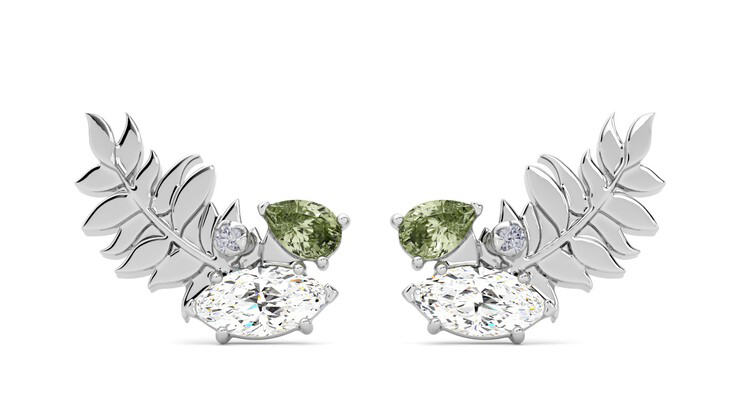Taylor & Hart Verdant Studs Platinum Earrings 360 detail 01