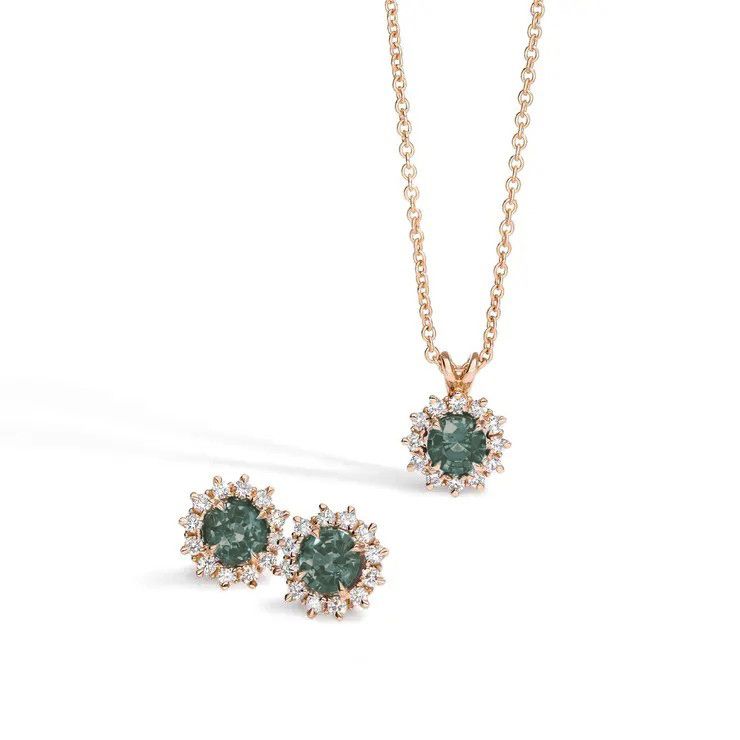 alexandrite briar earrings necklace set birthstone jewellery