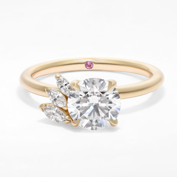 asymmetric-engagement-ring-with-round-diamond-partial-halo-in-yellow-gold