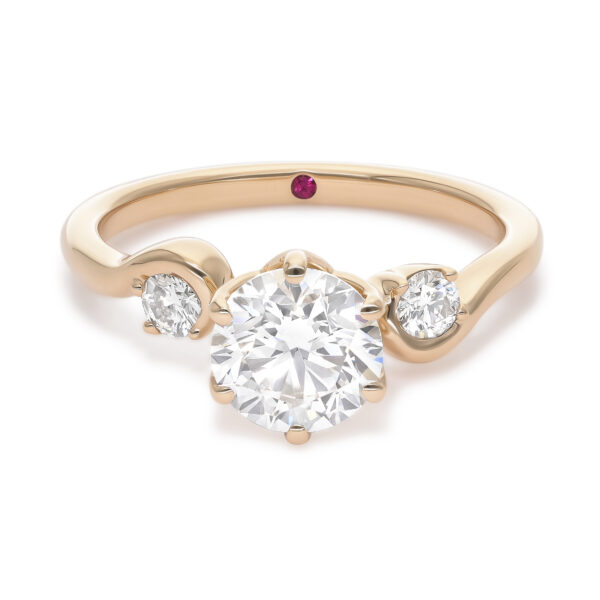 asymmetric-yellow-gold-engagement-ring-round-diamond-half-bezel-accent-stones