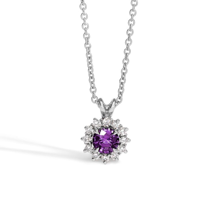 briar halo pendant necklace amethyst birthstone jewellery diamonds 1