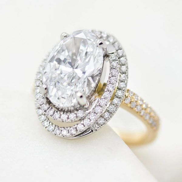 oval diamond twisted double halo yellow gold pave band engagement ring 600x600